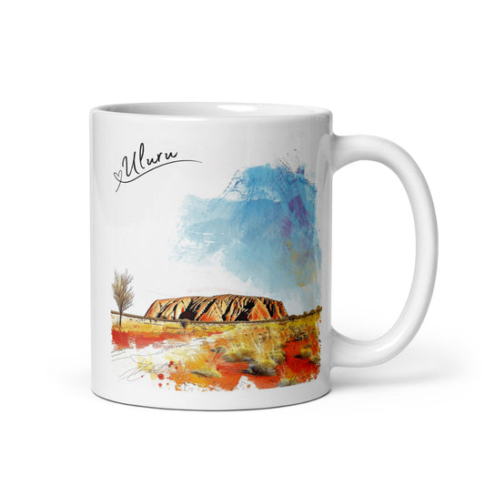 kunstvoll bedruckte Tasse mit Szenerie aus Australien - Uluru - Ayers Rock